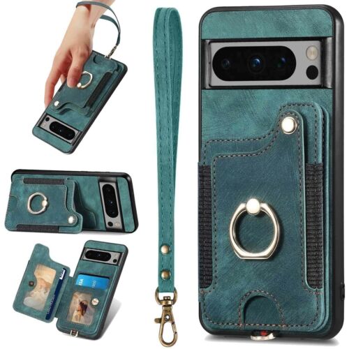 Custodia portafoglio pelle magnetica per Google Pixel 9 Pro XL/8a/7a/6a slot scheda + cinturino - Foto 35 di 55