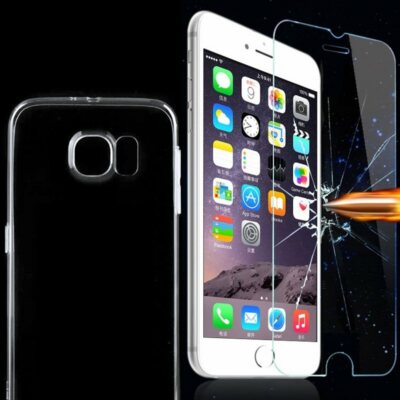 Silikon TPU Hülle Transparent + Schutz Hart Glas Handy Case Klar Displayschutz 