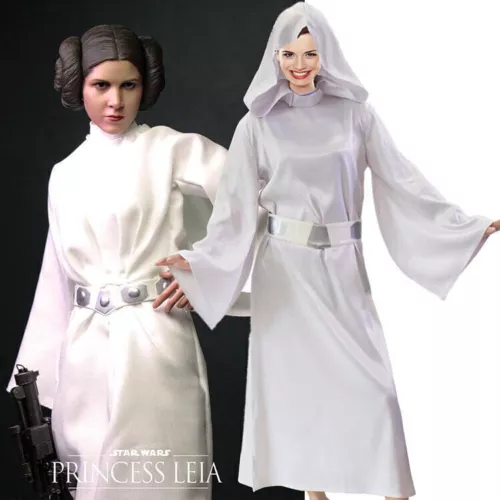 DE Damen Kleid Star Wars Prinzessin Leia Cosplay Kostüm Karneval Anzug Halloween - Bild 4 von 15