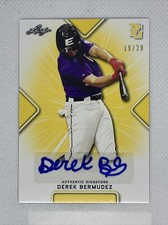 2021 LEAF PERFECT GAME YELLOW DEREK BERMUDEZ PAPER RC AUTO # 19/20