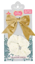 The Vintage Company Set of 2 Bow & Scrunchie The Perfect Party Duo! Gold & Ivory