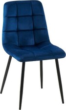 Set of 2/4/6 Velvet Blue Kitchen Dining Chairs Soft Padded Seat Metal Legs