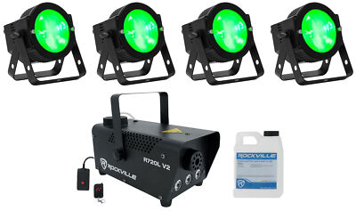 (4) American DJ Dotz Par RGBL COB DMX 16x3.5 Watt Par Can Wash Lights+LED Fogger
