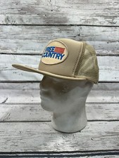 VTG Free Country USA Big Patch Front Tan Beige Mesh Snapback Trucker Hat Cap