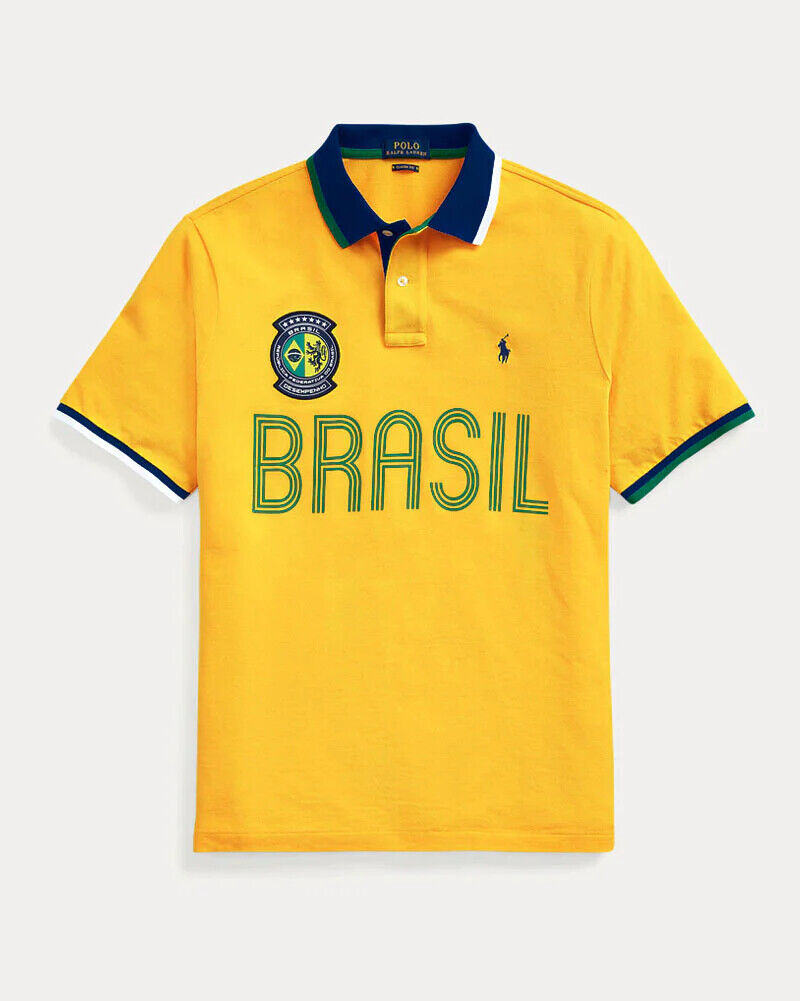 Polo Ralph Lauren Men's Brazil Mesh Polo Shirt Yellow Custom Slim