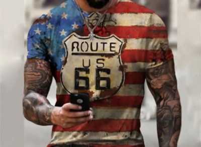 ROUTE 66 - HERREN T-SHIRT GR. M BIKER HEMD SHIRT 3D MOTIV MOTORRAD T-SHIRT