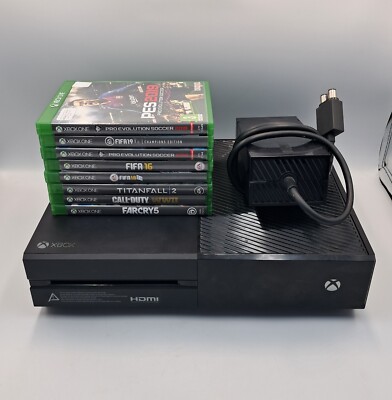 Xbox One Konsole Schwarz Bundle OVP 8 Spiele getestet funktioniert 1540