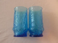 Anchor Hocking - Rainflower Laser Blue Ice Tea Glasses (2) - Excellent++++++++++
