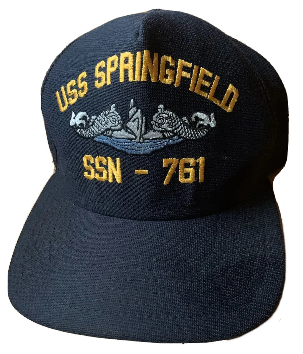 US NAVY USS SPRINGFIELD SSN-761 SUBMARINE BASEBALL HAT, NAVY BLUE