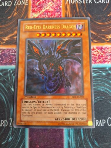 Yu-Gi-Oh! Red-Eyes Darkness Dragon SD1-EN001 Ultra Rare 1st Edition LP - Picture 1 of 8