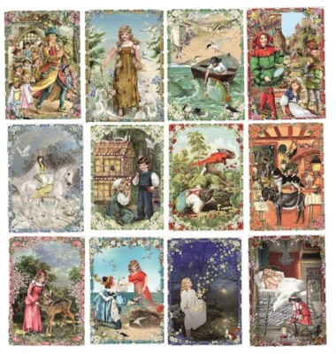 BARBARA BEHR*Nostalgie*Postkarte*mit Glitzereffekt*12  Märchen und Fabeln*A6