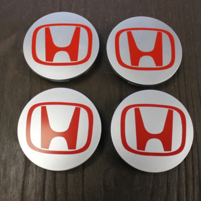 For CIVIC ELEMENT ODYSSEY PILOT 4PCS Honda Center Cap Silver Red 69MM/2.72'' OEM
