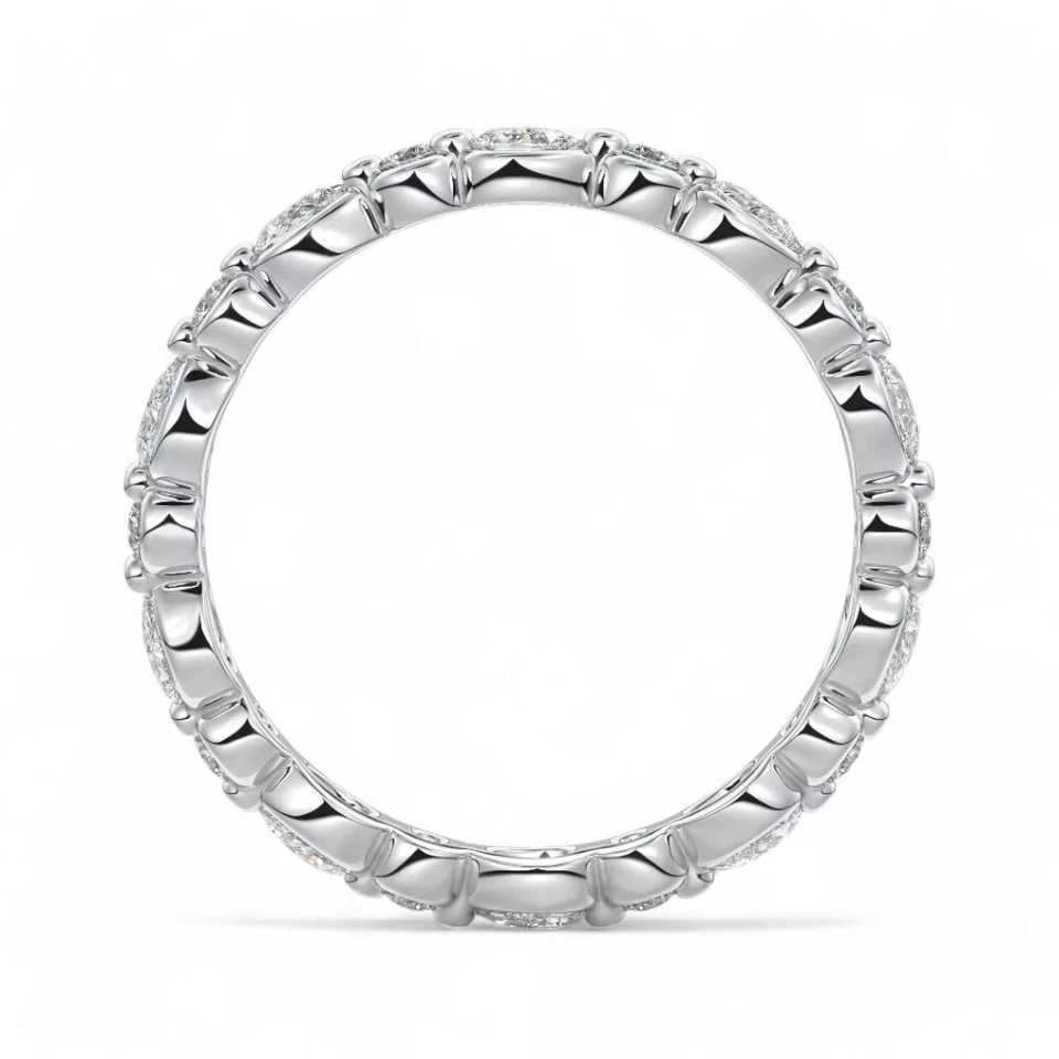 Diamond 14k Gold Engagement Eternity Band Lab Grown 1 Carat Pear White E F  VS - Image 4 of 4