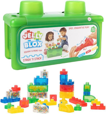 Jelly Blox Stash 'N Stack 2-In-1 Storage Case | Toddler & Preschool Building Blo