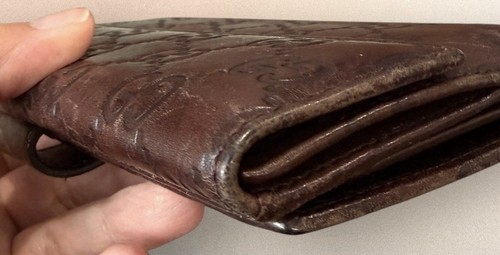 GUCCI Authentic Leather Long Wallet Guccissima Dark Brown- Double Sided - Picture 11 of 22