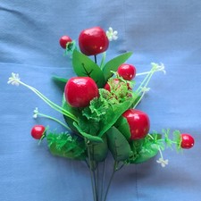 NOS Artificial Bunch Apple Fruit Decor Artificial Fowers Vase Bright 16" Tall