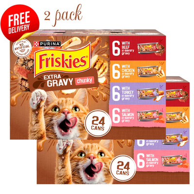 Purina Friskies Extra Gravy Wet Cat Food Variety Pack 48 Cans