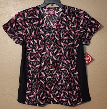 "Lipstick" Themed DIVINE Brand Women's Scrub Top NURSE Sizes: M/L ONLY - NWT