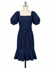 Ashley Stewart Women's Dark Wash Denim Midi Dress Size 10