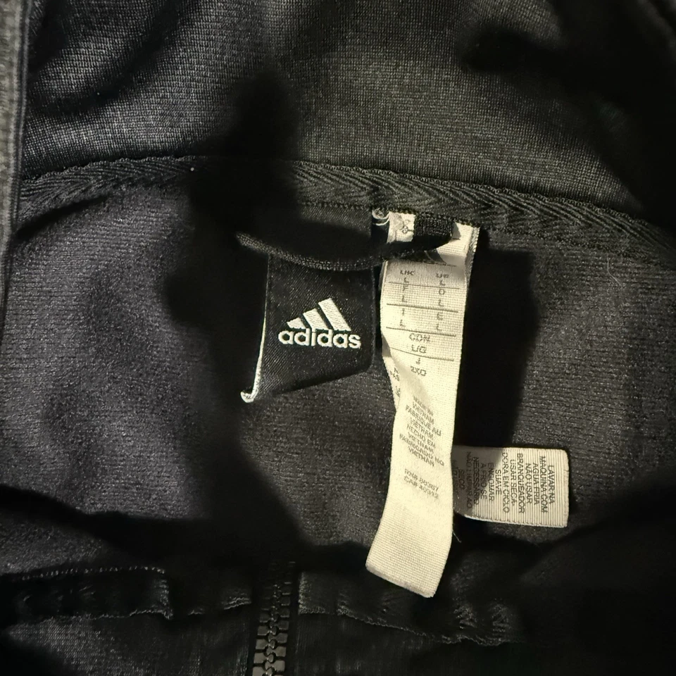 Chaqueta deportiva Adidas para hombre talla grande cremallera completa negra tres rayas camuflada Foto 4 de 4