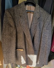Vintage Hill House Men's Brown Wool Tweed Herringbone Suit 52R