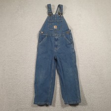 Carhartt Denim Bib Overalls Boys Size 5 Blue Denim