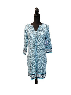 Coolibar Dress Tunic Womens Small Blue Oceanside UPF50 Beach Tropical  NWT