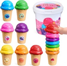 JOYCAT Ice Cream Play Set for Toddlers 1-3, Color Sorting Stacking Toys, Pretend
