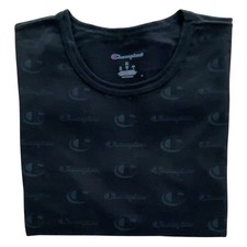 Champion T-Shirt Men's Medium Logo Print Tee Crew Neck Short Sleeve Black NEW