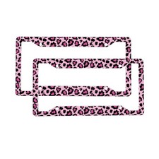 Pink Leopard Print License Plate Frames Cute Car Decor 2 Pack For Standard Pink Leopard Print License Plate Frames Cute Car Decor 2 Pack For Standard
