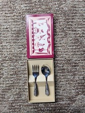 VINTAGE National Silver Company Two Piece Baby Fork Spoon Set NIB