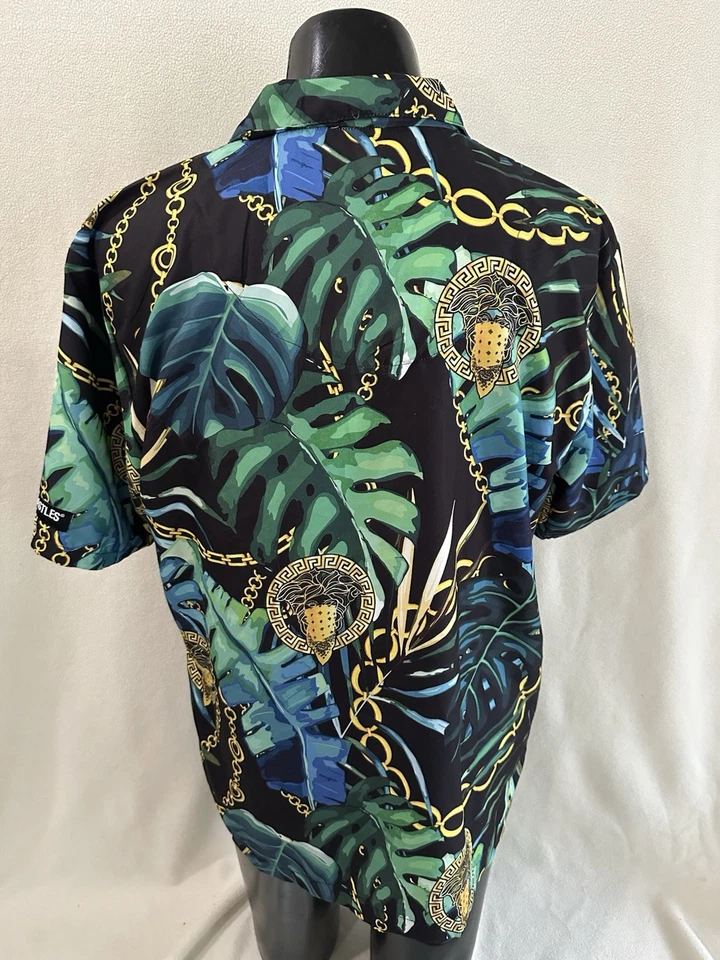 Crooks & Castles Shirt Men’s Large Medusa AOP Floral Print Chains Hipster EUC - Image 3 of 4
