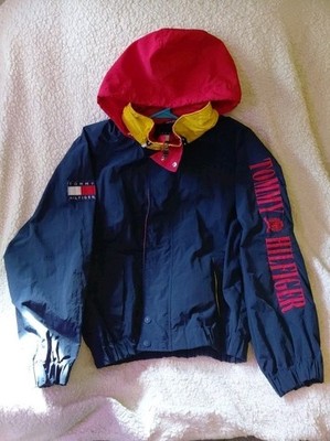 Tommy Hilfiger Vintage Bomber Jacket 90s Dark Blue And Red Minimal Usage 