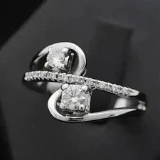 Art Deco Style Lab-Created Diamond Beautiful Proposal Ring 14k White Gold Finish