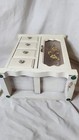 Rare Charming VINTAGE White Wooden Jewelry Box  Stained Glass Doors — photo 10