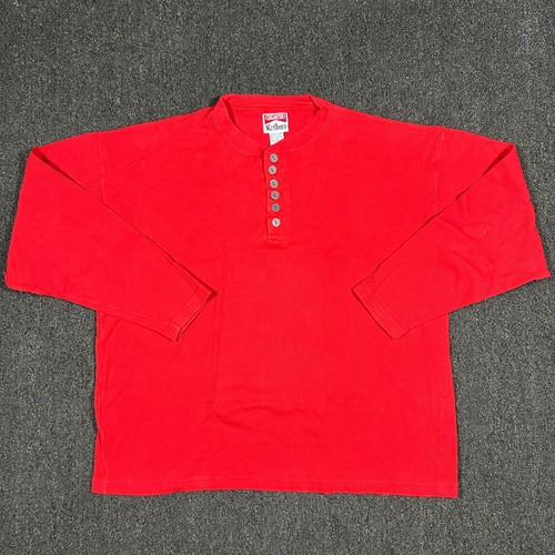 Marlboro, Marlboro Unlimited Henley Shirt Mens XL Red Long Sleeve Ribbed Cotton Vintage
