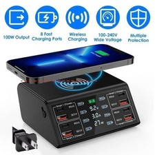 Multi 8 Ports USB Adapter Desktop Wall Charger Smart Quick Charging Station 3.0