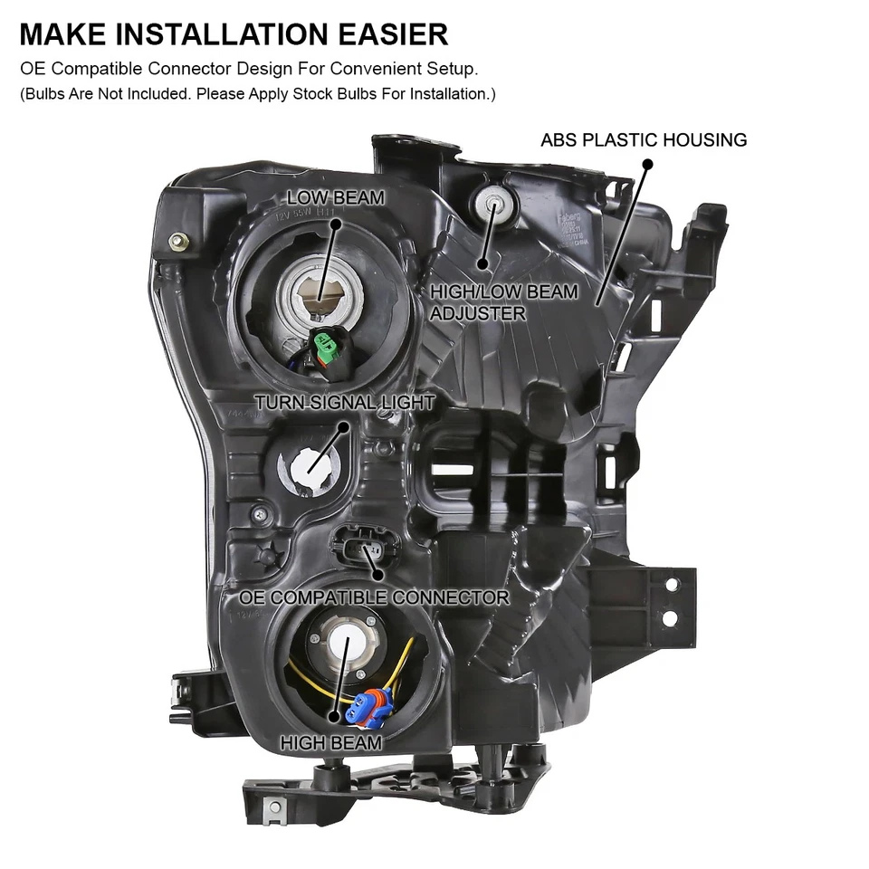 Fits 2015-2017 Ford F150 F-150 Replacement Headlights Headlamps Left+Right 15-17 - Image 4 of 4