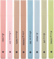 Bible Highlighters with Soft Chisel Tip, 8 Pack Assorted Colors Pens No Bleed, Q