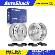 Front Rear Drilled Slotted Brake Rotors Premium Ceramic Pads for Chevy Traverse