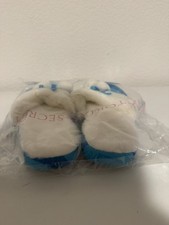 Victoria's Secret Plush Blue Polka Dots Print Pom Pom Slippers 2007 New Medium