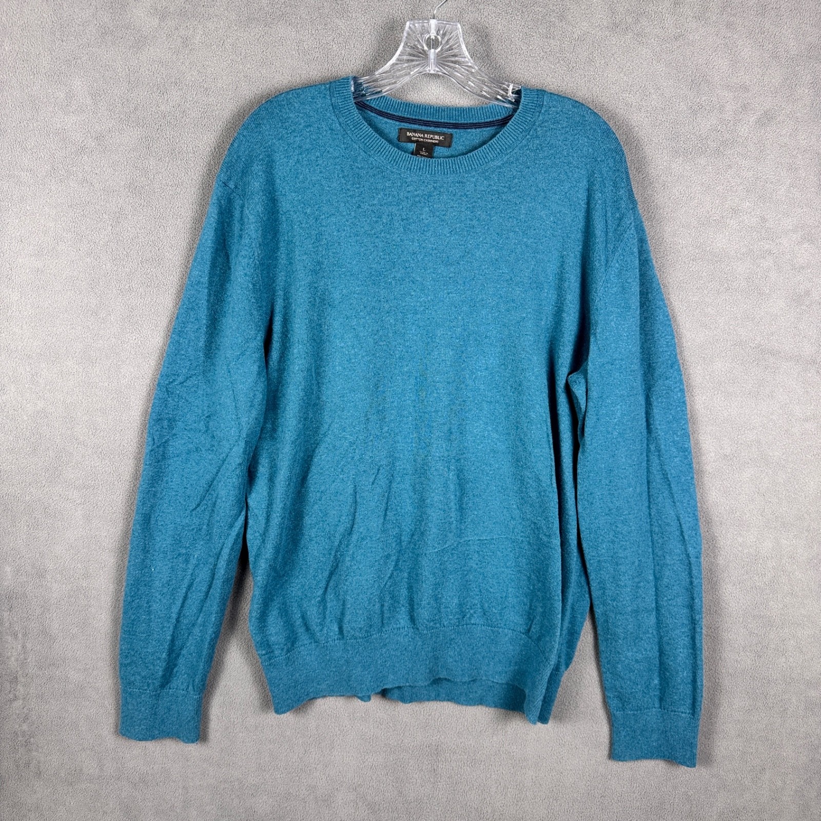 Banana Republic Sweater Men's L Cotton Cashmere Pullover Crew Neck Blue