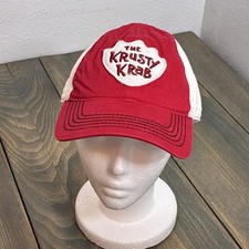 The Krusty Krab Strapback Hat Red White Embroidered Patch Spongebob HT3