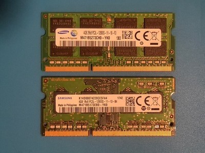 8GB TOTAL -2X Samsung Laptop Memory 4GB 1Rx8 PC3L-12800S,  4Gb 2Rx8 PC3-12800S