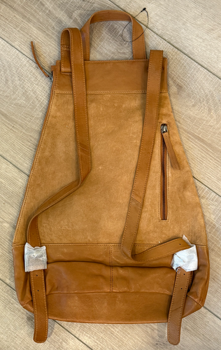 NEW FREE PEOPLE WE THE FREE BUTTERSCOTCH SAGE SUEDE LEATHER BACKPACK BAG PURSE - Afbeelding 5 van 8