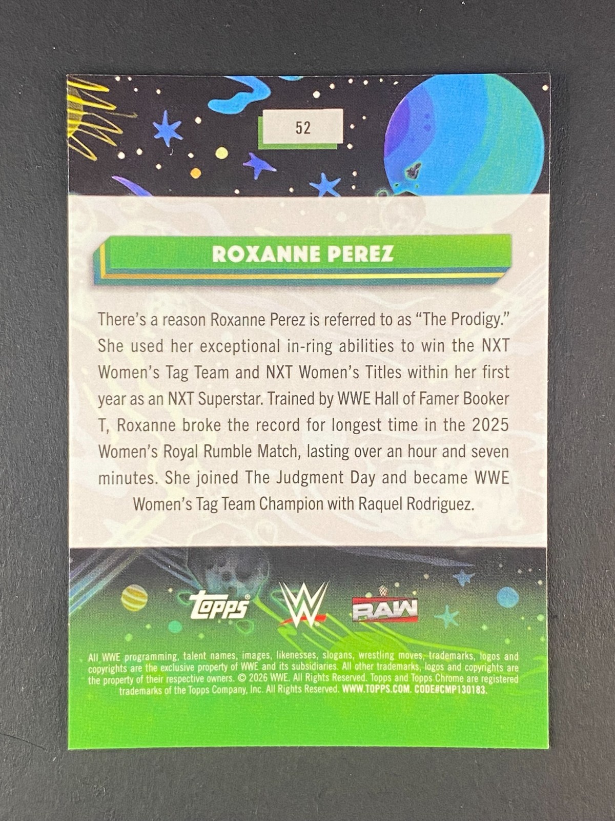 Roxanne Perez 2026 Topps Cosmic Chrome WWE #52 view 2