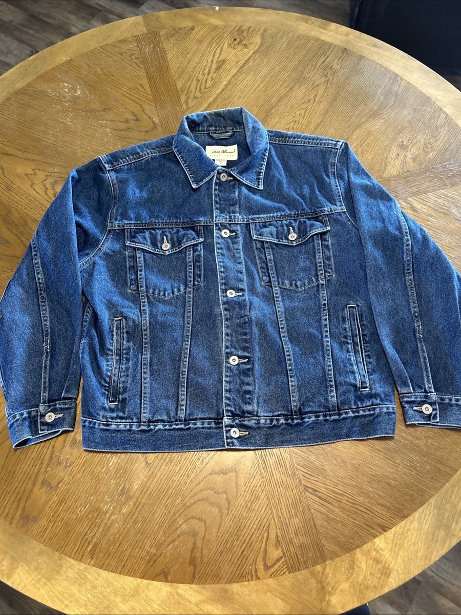 Eddie Bauer 4 Front Pockets WPL 9647 Dark Wash Jean Jacket Men's M