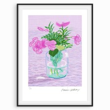 David Hockney signiert - rosa Blumen - Flieder - Zertifikat