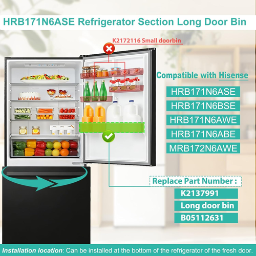 HRB171N6ASE Refrigerator Section Long Door Bin Compatible with Hisense Refrigera - Picture 2 of 9
