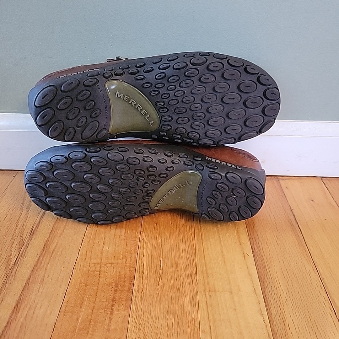 Merrell Plaza MJ Saddle scarpe in pelle marrone da donna US 8 Mary Jane tacco basso